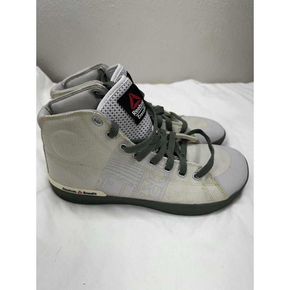 Reebok Crossfit Sneakers Size 8.5 High Top Trainer Shoes Lace Up White Green - Picture 5 of 12